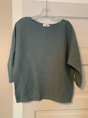 The Reset Cotton and Linen Blend Ribbed Dolman Sleeves Sweater in Dusty Teal